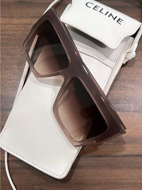 Celine Brown Oversized Square Sunglasses with White Case